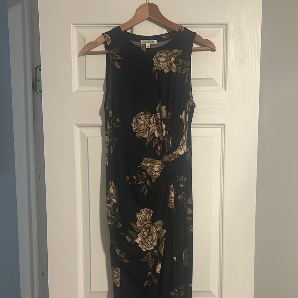 Navy Floral Midi Dress